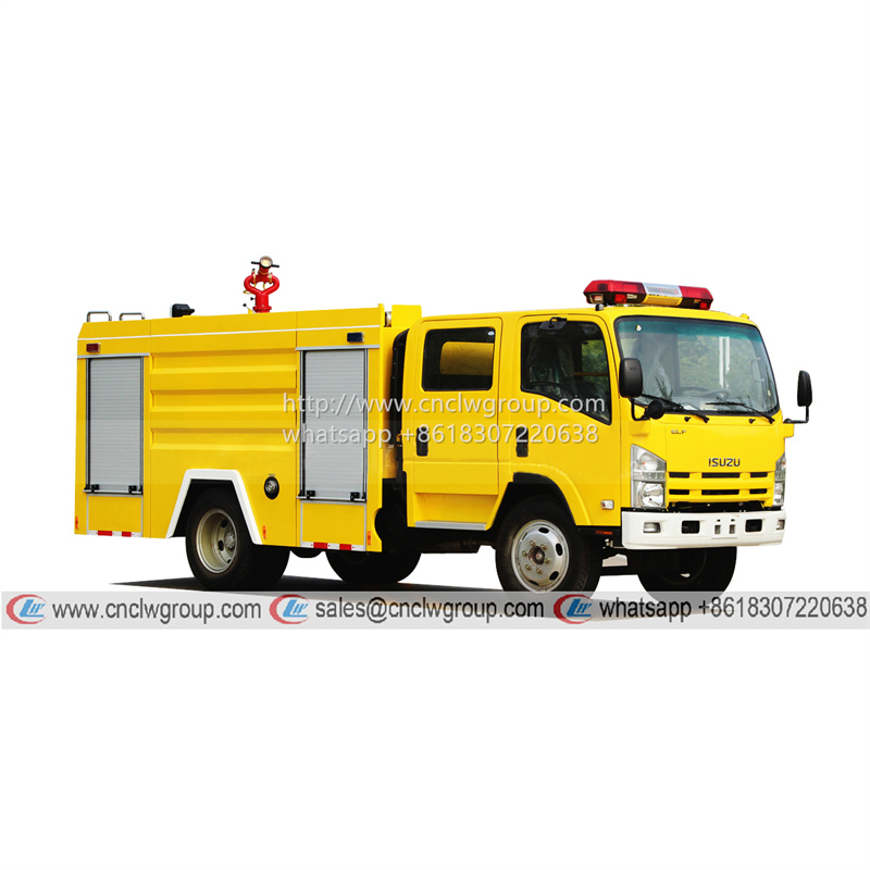 ISUZU FRR Fire Engine 4000 liter Water Tanker Lemon Yellow Color Foam